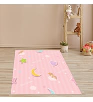 Sweet Dreams Ayıcık Desen Dijital Baskı Yıkanabilir Kaymaz Taban Leke Tutmaz Çocuk Odası Halısı (Pembe)