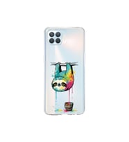 Oppo Reno 4 Lite ile Uyumlu Splash Tembel Hayvan Tasarımlı Şeffaf Silikon Kılıf