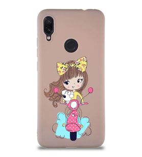 Xiaomi Redmi Note 7 Soft Premier Kapak Vespagirl Tasarımlı Silikon Kılıf - Pudra (Şeffaf)