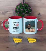 Anneler Günü Hediyesi Kupa Bardak Kırmızı Fotoğraflı Anneye Doğum Günü Hediyesi