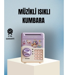 Işıklı Sesli Şifreli Otomatik Para Çeken Kumbara Mor