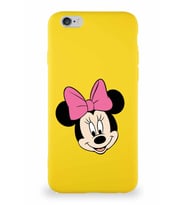 Apple iPhone 6S Soft Premier Kapak Minnie Mouse-C Tasarımlı Silikon Kılıf - Sarı (Şeffaf)