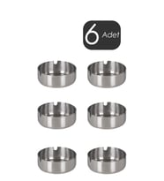 Paslanmaz Metal Yuvarlak Küllük 6'lı Set, Şık ve Dayanıklı Tasarım