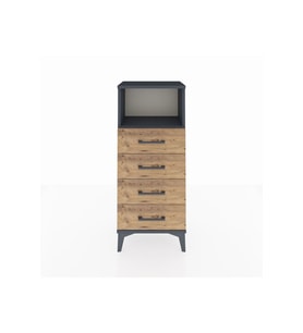 Arges Komodin Tek Raflı 4 Çekmeceli 44x30x106 Antrasit-Çam