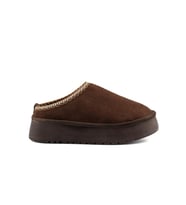 Perth Asimetrik Ağızlı Kadın Nakış Detaylı Kürk Slipper (Kahverengi)