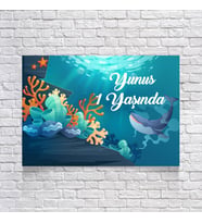 Deniz Yunus Temalı Doğum Günü Afişi 35X50 cm