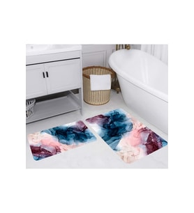 Rovigo Home Dijital Baskılı 2'li Banyo paspas Takımı RVG5253 (Mavi)