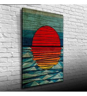 Mavi Kırmızı Soyut Günbatımı Kanvas Tablo 50 x 70