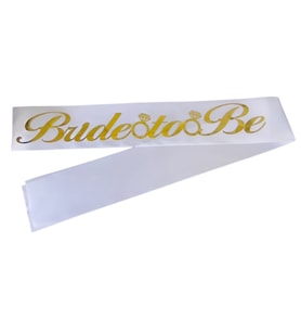 Kumaş Kuşak Bride Tobe Beyaz - Altın