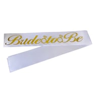 Kumaş Kuşak Bride Tobe Beyaz - Altın
