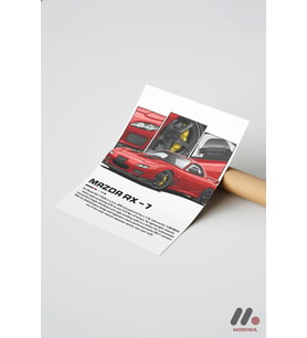 Mazda RX-7 JDM Araba Posteri, Çerçevesiz Yüksek Kalite Duvar Afişi - Oto Severlere