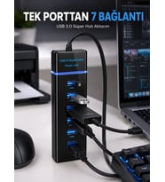 Mey İthalat® USB Hub 7 Port USB 3.0 Çoklayıcı Windows Uyumlu