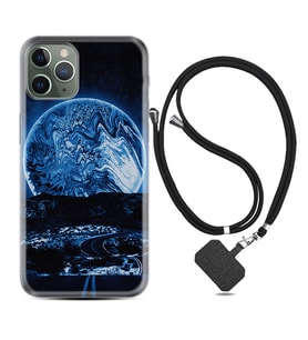 Apple iPhone 11 12 13 14 Pro Max Kılıf Boyun Askılı Silikon Mavi Gece 1605