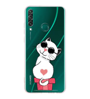 Huawei Y6 p Uyumlu Kamera korumalı Kapak Coolcat Tasarımlı  Şeffaf Kılıf
