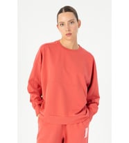 Maraton Oversize Kadın Bisiklet Yaka Koyu Kırmızı Sweatshirt