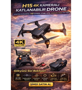 H15 4K Kameralı Katlanabilir Drone Uzaktan Kumandalı HD Kamera Stabil Uçuş Headless Mode