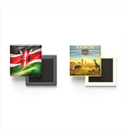 Buzdolap Magnetleri - Kenya Bayrağı ve Nairobi Retro Tema - 2'li Set Magneti