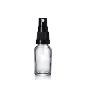 10ml şeffaf cam, siyah sprey başlıklı şişe, 24 adet, cam şişe, sprey şişesi, ecza şişesi, dropper şişe, medikal şişe