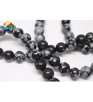 Kar Tanesi Obsidyen Taşı YARIM Dizi 8mm (18cm uzunluğundadır)