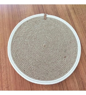 6'lı  Amerikan Servis, Hasır Supla Takımı, Tabak Altlığı, Silikonsuz, Makine Dikişli (Natural)