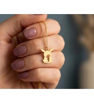 Kişiye Özel 925 Ayar Gümüş Minimal Pikachu Figürlü Kolye (Gold)