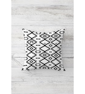 Geometrik Motifli Çift Tarafı Baskılı Gizli Fermuarlı Yastık Kılıfı Kırlent Koltuk Yastık Kılıfı (Beyaz)