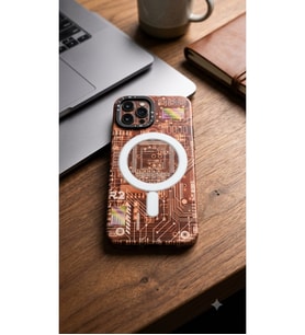 iPhone 11 Pro Uyumlu MagSafe Destekli Devre Kartı Desenli Şeffaf Kılıf