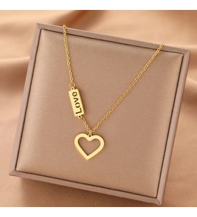 Kişiye Özel 925 Ayar Gümüş Love Kalp Kolye (Gold)