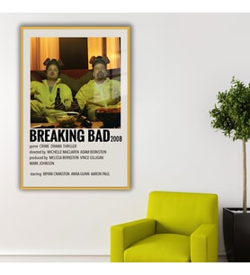 Metal Çerçeveli Temperli Cam Tablo Film Afişi Breaking Bad 2008 (Gold)