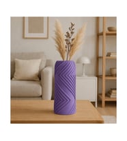 Alvera Vector Vazo – 3D Baskı Geometrik Çizgili Dekoratif Vazo-Mor
