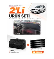 e-biz NİSSAN PATHFİNDER (1996-2000) Uyumlu Torpido Örtüsü + Deri Bagaj Çantası Seti - Siyah - NI012