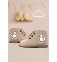 Rakerplus Tbons Özel Tasarım Handmade Hakiki Deri Pudra Kız Bebek Bot