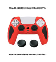 Ps5 Dualsense Koruyucu Silikon Kılıf + Analog silikon Koruyucu (Kırmızı)