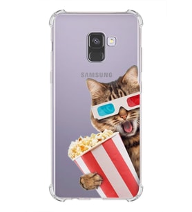 PrintiFy Samsung Galaxy A8 2018 Uyumlu Kedi 1 Baskılı Şeffaf Köşe Korumalı Antişok Kılıf
