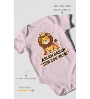 Aslan babam sen çok yaşa! Kısa Kollu Bebek Body %100 Pamuk