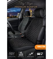 Oto Koltuk Kılıfı Tay Tüyü 4 Katmanlı Minder Tekli Ön Terletmez, Kaymaz, Su Geçirmez, Airbag Uyumlu - Siyah