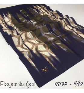 Geometrik Desen Elegante Seri Şal Eşarp Askısı ile Birlikte 75x200 cm Siyah-75x2