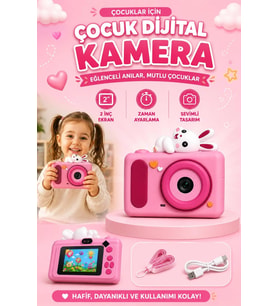 Mini Çocuk Kamerası 2 İnç Ekranlı Fotoğraf Video Çekimli Şarjlı Silikon Korumalı Dijital Kamera