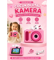 Mini Çocuk Kamerası 2 İnç Ekranlı Fotoğraf Video Çekimli Şarjlı Silikon Korumalı Dijital Kamera