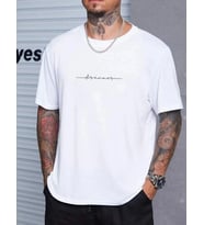 Erkek Baskılı T-Shirt Kısa Kol Bisiklet Yaka Regular Fit Rahat Kalıp Tişört - Beyaz
