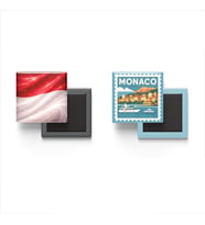 Buzdolap Magnetleri - Monako Bayrağı ve Monako Posta Pulu Tema - 2'li Set Magneti