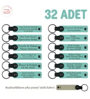 Beden Eğitimi Dersi Dönem Sonu Hatırası 32'li Set, Öğrenci İsim Yazılı Anahtarlık, Turkuaz & S Kahve