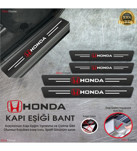 Honda Logolu Karbon Kapı Eşiği Koruyucu Suni Deri 4'lü Set
