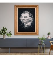 Altın Paspartulu Atatürk  Çerçeveli Tablo C1087 (Gold)