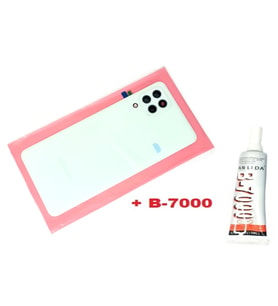 Tkgz Samsung Galaxy A22 (4G) Arka Pil Batarya Kapağı (FULL Kamera Lensli+B-7000) MAVİ