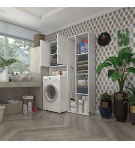 Kenzlife çamaşır makinesi dolabı sinemsüpürge byz 180*126*30 banyo kapaklı arkalıklı raflı (Karışık)