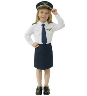 Uzun Kol Gömlekli Apoletli Kız Pilot Kostümü