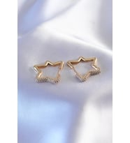 Gold Renk Zirkon Taşlı Yıldız Model Kadın Küpe - TJ-BKP7236