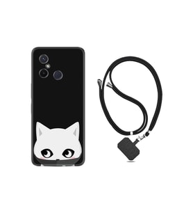 Xiaomi Redmi 12c Kılıf Ipli Boyun Askılı Desenli Silikon Pandemi Cat 1729