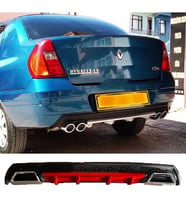 Renault Clio 2 Sedan Kırmızı Difüzör Çiftli Kare Egzoz Görünümlü D Tip Difizör